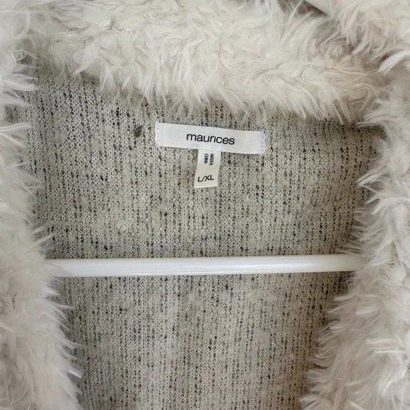 Maurices Cream and Gray Faux Fur Vest - Picture 2 of 2